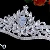 Pinces à cheveux Femmes Couronne Accessoires De Mariage Bandeaux De Mariée Bijoux De Fiançailles Forme De Feuille De Cristal Pageant Coronets Casque YQ238