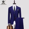 S5XL Blazer Vest Pants Boutique Prom Party Slim Tuxedo Solid Color Mens Business Office Casual Formal Suit Groom Wedding Dress 240312