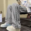 Men's Pants Sweatpants Grey Trousers Wide Leg Man Sweat Straight Baggy Young La Summer Tracksuit Bottoms Stylish