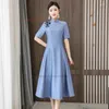 الملابس العرقية 2024 صينية محسنة فستان زفاف Qipao Cheongsam الوطني الزهرة التطريز A-Line Oriental Satin