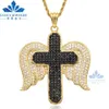 Collana Gioielli Hiphop Iced Out Personalizzato Sier Colore oro Diamante Nero Moissanite Ciondolo croce ala