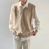 Gilets pour hommes Vêtements de printemps de luxe en tricot gilet pull rétro col en V sans manches en vrac élégant vintage couleur unie loisirs tricots