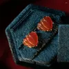 Dangle Earrings LAMOON For Women Red Heart Shape Gemstone Natural Garnet Earring 925 Sterling Silver Gold Plated Bijoux Gifts EI061
