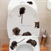 Autocollants de toilette rat souris peur noire, autocollants amusants pour toilettes, décoration de salle de bains, autocollant mural 3D souris de dessin animé 240319