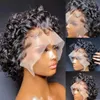 Synthetic Wigs Curly Pixie Cut Wig Transparent Lace Human Hair Wigs Short Bob Wig 13x1 Lace Wig Prepluck Brazilia Human Hair For Women Cheap 240329