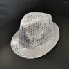 Berets Sequins Hat For Men Women Children Party Supplies With Tie Panama Glitters Stage Shining Drop