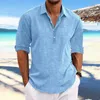 Men's Casual Shirts Men Long Sleeve Shirt Stylish Summer With Turn-down Collar Loose Fit Soft Breathable Fabric Top For Comfort