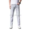 Men's Jeans Designer Jeans for men spring/summer new light gray slim fit high-end casual pants man