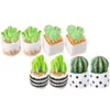 Fleurs décoratives 8 pièces Cactus artificiels plantes miniatures Figurines résine décor bonsaï artisanat décors décoration de la maison