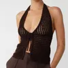 Débardeurs pour femmes Boho Beach Holiday Club Crochet Creux Out Dos Nu Crop Tops Sexy Tie-up Avant V-Encolure Halter Femmes Camisole Streetwear