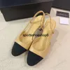 Sıradan Ayakkabı Kanalı Kadın Slingbacks Sandal Zincirleri Bale Daireler Ayakkabı Espadriles Balerinler Sandalet Bayanlar Parti Partisi Gelinlik Ayakkabıları Chunky High Topuklu Sarçılar