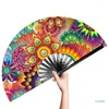 Decorative Figurines Raves Hand Fan Foldable Beautiful Bamboo Large Folding Held For Festival Club Women Men Outfit Party Drop