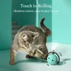 Rolling Ball Cat Toy Interactive Automatic Cat Teaser Feather Toys With Light Vibration Sensor Cats Game Toy Kitten Magic Ball 240315