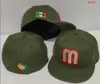 2024男子野球メキシコ装着帽子クラシックワールドシリーズヒップホップスポーツソックスフルクローズドルイジアンデザインキャップチャポー1995ステッチハート ""ラブハッスルフラワーズ