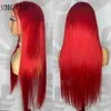 Synthetic Wigs Hot Red 13X6 Hd Lace Frontal Human Hair Wig Straight 99J Burgundy 13X4 Lace Front Human Hair Wigs For Women Colored Wigs 34 Inch 240328 240327