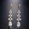 Dangle Earrings Uilz Classic Luxury Cubic Zirconia Leaf Shaped Charm for Women Statement Wedding Engagement Jewelry