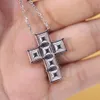 Wuzhou Fancy Jewelry Pure White Gold GRC Certified Princess 6X6mm Lab Grown Columbia Emerald Cross Necklace Pendant