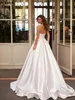 Elegante Satin Boho Strand A-Linie Brautkleider für Frauen Sexy Sweetheart Open Back Braut Kleider Plus Size Sweep Zug Vestidos De Novia Bescheidene einfache Roben YD