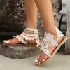 Trendy Summer Sandals Lace Flower Flatsole Flip Flops For Women Shoes Beach Sandles Heels 240228