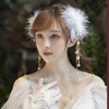 Parti Dekorasyonu 2pc Ins Süper Peri Beyaz Tüy klipsli Headdress Düğün Dans Saç tokası Tatlı Barrettes aksesuar