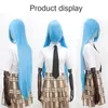 Synthetic Wigs Cosplay Wigs DIFEI 100CM Synthetic Long Straight Cosplay Wig With Bangs Woman Anime Ombre Wig Pink Green Gold Heat Resistant Wig 240329