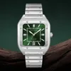 Bilek saatleri 2024 YENİ YÜKSEK KALİTE ŞEKİL 37mm Erkekler Otomatik Mekanik Saatler Yeşil Renk Safir Paslanmaz Çelik Reloj hombre 240319