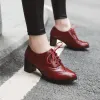 Pumpy Vintage Kobiety koronkowe pompki kwadratowe obcasowe buty na pięcie wysokie obcasy buty brytyjskie w stylu Oxfords buty