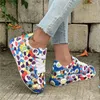 Scarpe casual 2024 Sneakers robuste da donna Pelle PU Colori misti Stampa graffiti Sneaker da tennis Piattaforma Tendenza sportiva Cool femminile