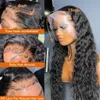 Synthetic Wigs Synthetic Wigs Deep Wave Frontal Wig Curly Human Hair Wig 34 Inch Full Lace Human Hair Wigs For Women Human Hair Hd Water Wave Lace Front Wig 240328 240327