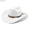 Chapeaux larges chapeaux seau western hommes chapeau de cowboy cowboy femme jazz gentleman accessoires d'hiver pays élégant parti panama 2024 nouveau 240319