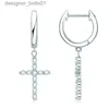 Stud 1.6mm Ronde Cut Moissanite Cross Drop Oorbellen Zilver 925 Dangle Hoop Huggie Earring 2023 Tren Vrouw Fijne JewelryC24319