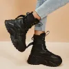 Botas brancas pretas plataforma robusta botas de motocicleta feminina moda de espessura vulcanize sapatos mulheres outono inverno tornozelo botas mujer 2023