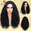 Perucas sintéticas Cosplay Perucas Aideshair Mulheres peruca sintética Longo encaracolado peruca de cabelo preto Natural Bouffant Hairstylist peruca África Ombre sem cola de alta temperatura 240327