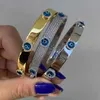 Bangle 2024 Feliz Turco Mau Olhos Mulheres Homens Pulseira Aberta 5A Cubic Zirconia Cz Espumante Moda Hip Hop Jóias 240319