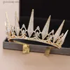 Tiara Bruid hoofdtooi Barok temperament kroon strass kroon Europese retro luxe prinses verjaardag trouwjurk accessoires Y240319