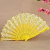 Decoratieve Beeldjes Retro Opvouwbare Handventilator Plastic Goud Poeder Ambachtelijke Witte Bruiloft Chinese Stijl Dansdoek Handheld