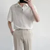 Summer Men Solid Color Tops Corean Style Button Shirt Shirts Fashion Casual Welse Bolo Shirts Abbigliamento da uomo 240312