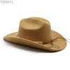 Breda brimhattar Bucket Mens Cowboy Hat Western Cowgirl Country Golf Cap Party Jazz Top Hats ridning Ridning Elegant Mens Womens 2023 Beach Outing 240319