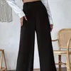 Women's Pants 2024 Spring Summer Black Trousers Woman Loose Plus Size 5XL Wide Leg Cotton Solid Color Lady Capris Bottom KJ020