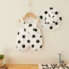 Hosen ZAFILLE Big Dots Gedruckt Baby Mädchen Overalls Sommer Geboren Overall Für Kinder Rückenfreie Kinder Kleinkind Strampler Mit Hut