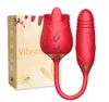 Nxy Vibrators Rose Thrusting Sucking Sex Toy for Woman Anal Double Head Vibrator Oral Licking Teasing Female Telescopic Masturbati9600320