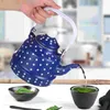 Servis uppsättningar Ancient Bell Pot White Tea Kettle Stovetop Whistling Camping Teapots Kitchen Kettles Emamel Vintage