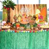 Decoración de fiesta Falda de mesa hawaiana DIY 75 cm Plástico Luau Flor Hierba Playa Boda Feliz Aloha Cumpleaños Vestido de verano