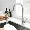 Kranar satin nickel enkel hål drar ut kök kran sprayhuvud jet krom/svart mixer tap866068 240319