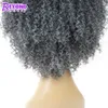 Perruques synthétiques Gris Bob perruque synthétique court gris Afro crépus bouclés perruques pour femmes noir argent afro-américain naturel faux cheveux au-delà de la beauté 240328 240327