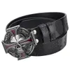 Skull Leather Belt Embossed Pattern Cowskin Fashion Buckle for Men 240311