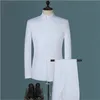 Herenpakken Set JasBroek Boutique Mode Stand Kraag Chinese Stijl Slim Fit Tweedelige Bruiloft Herenkleding 240312