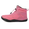 Walking Shoes Barefoot Boots Women Winter Snow For Men Plush Warm Ankle Non-slip Outdoor Waterproof Hiking Plus Size