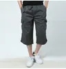 Männer Shorts Sommer Baumwolle Cargo Overalls Multi Tasche Knie Länge Casual Hosen Männliche Taktische Militärische Reithose