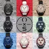 달 운동 시계 고품질 바이오 세라믹 플래닛 풀 기능 크로노 그래프 남성 시계 시계 럭셔리 디자이너 시계 한정판 마스터 시계